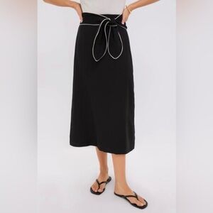 Tuckernuck Black Linen Carine Tie Skirt
